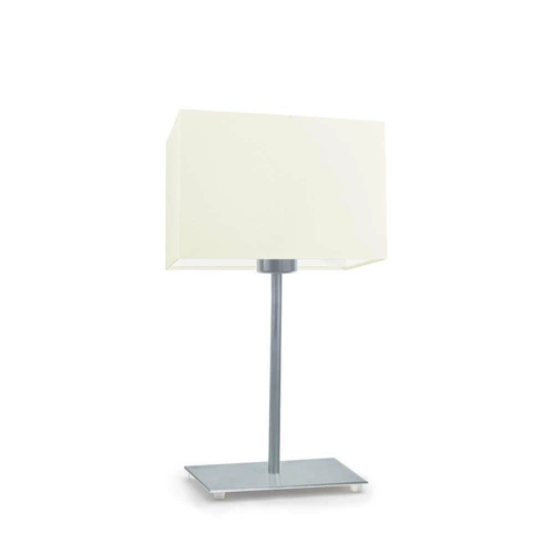 Lampka nocna do sypialni nowoczesna z abażurem ecru Amalfi LYSNE srebrna 40 cm
