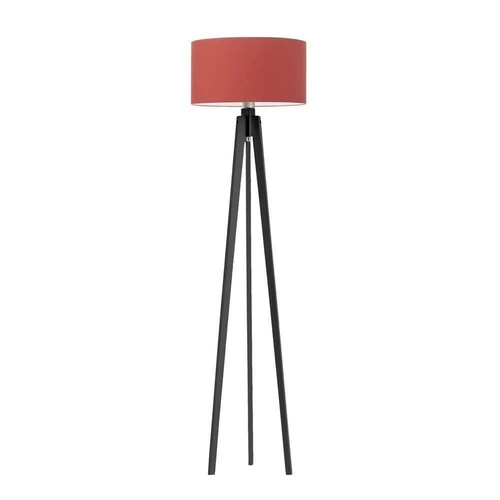 Lampa podłogowa trójnóg MIAMI glamour czerwony abażur hebanowy drewniany do salonu Lysne