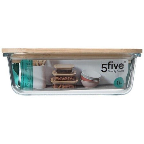 Szklane pudełko z bambusową pokrywką 1L