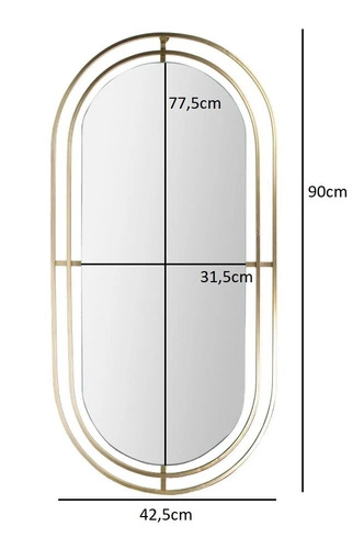 Lustro owalne wiszące Avec złote do przedpokoju i łazienki nowoczesne glamour Intesi