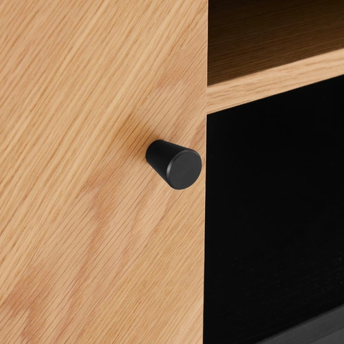 Szafka RTV Clar 160 cm nowoczesna drewniana stojąca do salonu dąb czarna Intesi