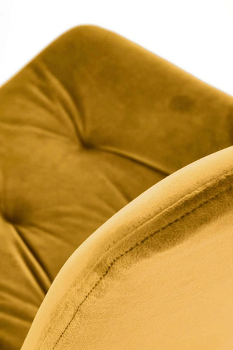 Krzesło tapicerowane welur Veroniq Intesi musztardowe obrotowe nowoczesne do jadalni i salonu