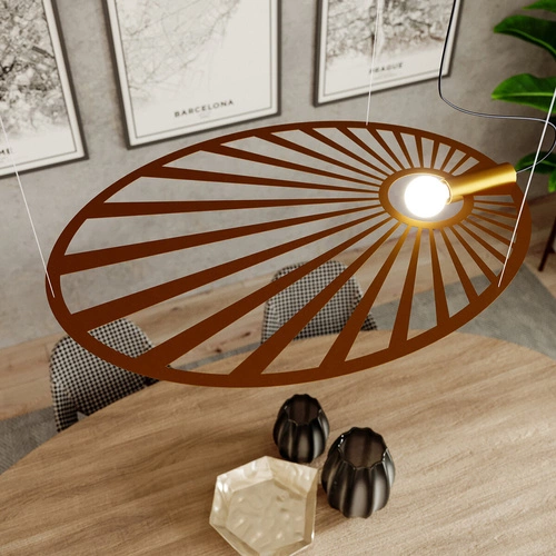 Lampa wisząca LEHDET złota nowoczesna do salonu i jadalni regulowana metalowa 150 cm