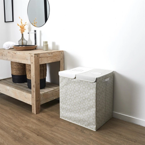 Intesi nowoczesny kosz na pranie 2 komory z pokrywą składany szary do łazienki 50x41x57