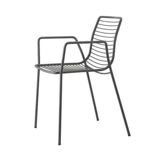 Krzesło ogrodowe metalowe Summer SCAB Design antracytowe z podłokietnikami nowoczesne sztaplowane
