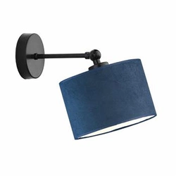 Kinkiet ścienny TETE glamour czarny z morskim welurowym abażurem regulowany do sypialni LYSNE