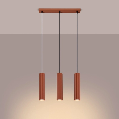 Lampa wisząca Karbon 3-punktowa czerwona regulowana do salonu, kuchni lub jadalni