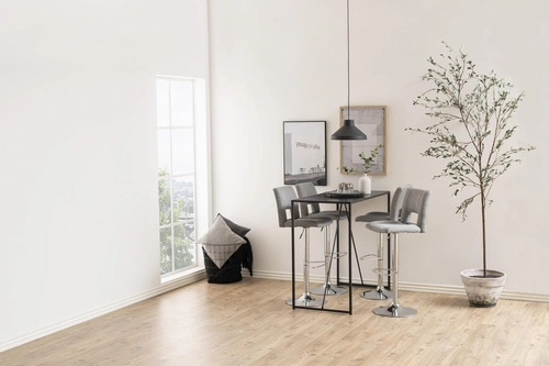 Hoker Sylvia szary tapicerowany z oparciem, regulowany, obrotowy do kuchni i wyspy nowoczesny Actona