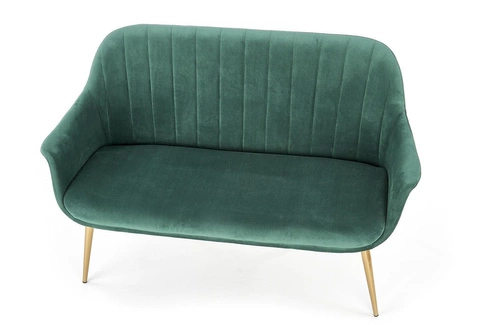 Sofa dwuosobowa welurowa Dasco zielona nowoczesna na złotych nogach do salonu Intesi