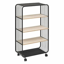 Regał na książki industrialny na kółkach Glamm 4-poziomowy czarny naturalny 5five simply smart
