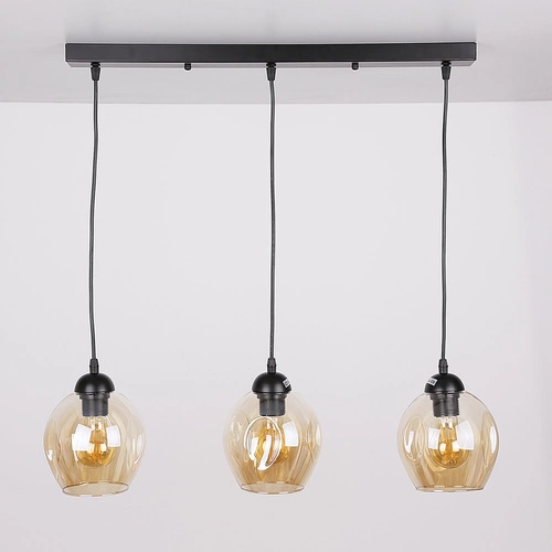 Lampa wisząca Aspa czarny 3x40W E27  klosz brązowy