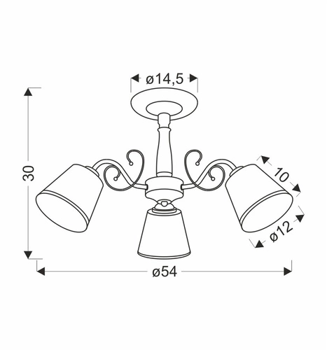 Lampa sufitowa Losanna patynowy 3x40W E14 klosz biały z obwódką