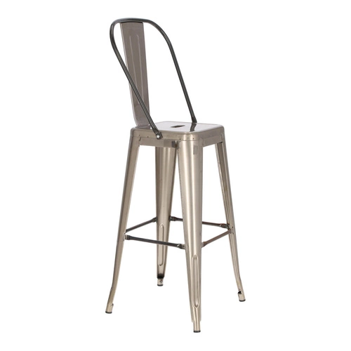 Hoker Paris Back 75 cm metalowy industrialny z oparciem do kuchni i wyspy szary D2.DESIGN