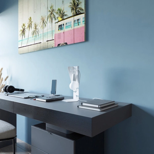 Lampka biurkowa Arby biała nowoczesna metalowa lampa na biurko do sypialni i salonu Sollux