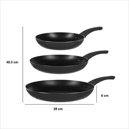Zestaw 3 patelni aluminowych czarnych