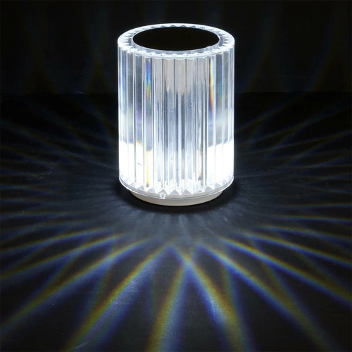 Lampka nocna LED Cryształowa Intesi nowoczesna biała przenośna do sypialni i salonu