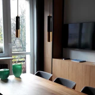 Lampa wisząca GOLDEN PIPE 1 czarno-złota metalowa regulowana do salonu nad stół