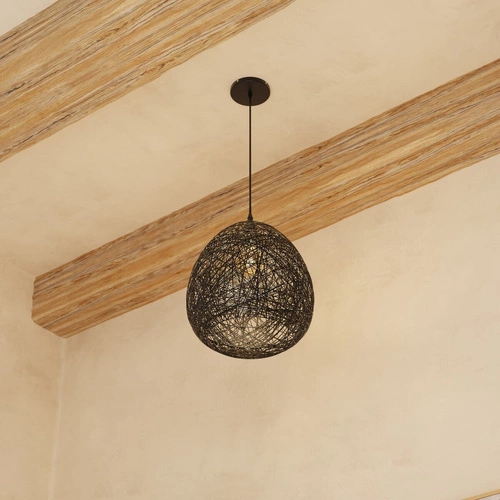 Lampa wisząca kula Mona czarna bawełniana regulowana do salonu i jadalni Atmosphera