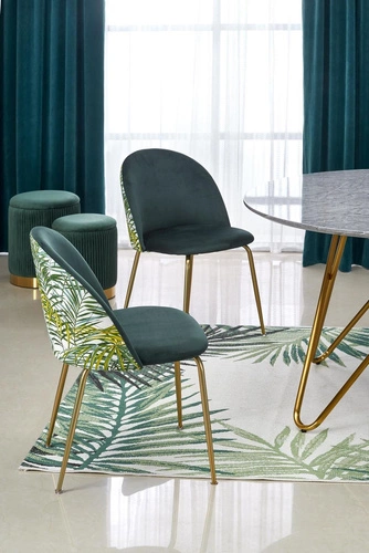 Stół okrągły do jadalni Cristallo 120 cm nowoczesny popielaty marmur glamour złote nogi