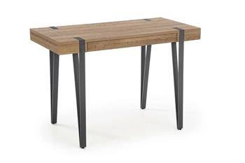 Biurko do pracy nowoczesne z szufladą Indorika orzech miodowy czarne loft 110x55 cm Intesi