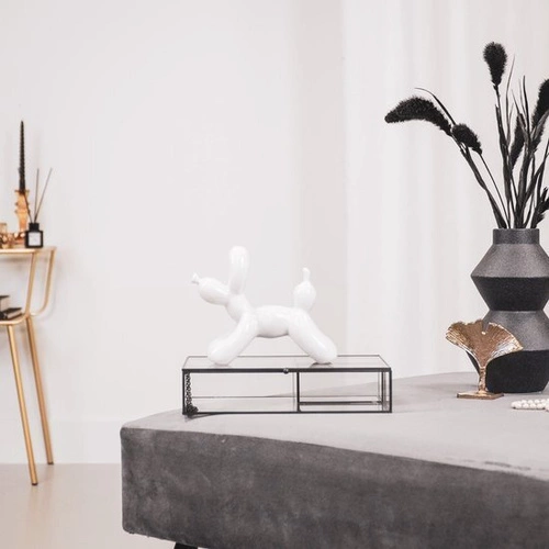Figurka dekoracyjna Pies balon biały nowoczesna polyresin 14,5 cm do salonu HV decor