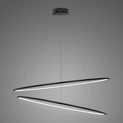 Lampa sufitowa LED Ledowe Okręgi 120 cm czarna regulowana do salonu Altavola Design