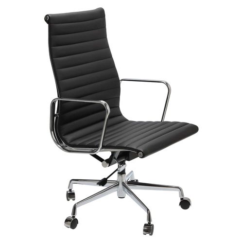 Fotel biurowy ergonomiczny CH1191 Premium skórzany czarny obrotowy do biurka inspirowany EA119