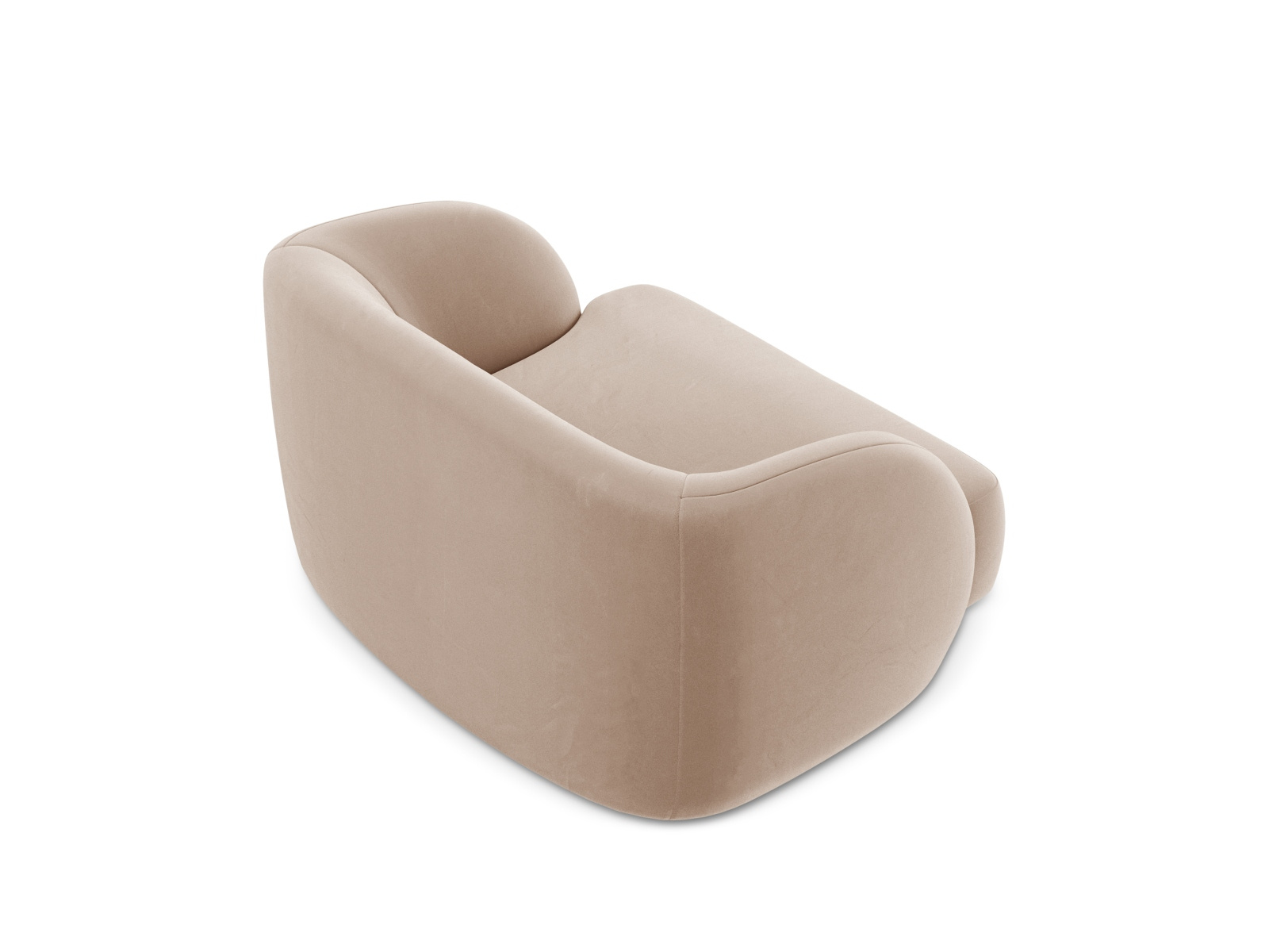 Fotel uszak Miley Cappuccino welur beżowy nowoczesny do salonu z podłokietnikami wypoczynkowy