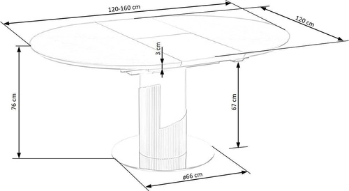 Stół okrągły rozkładany Moette do jadalni nowoczesny marmur szary złote nogi 120-160 cm