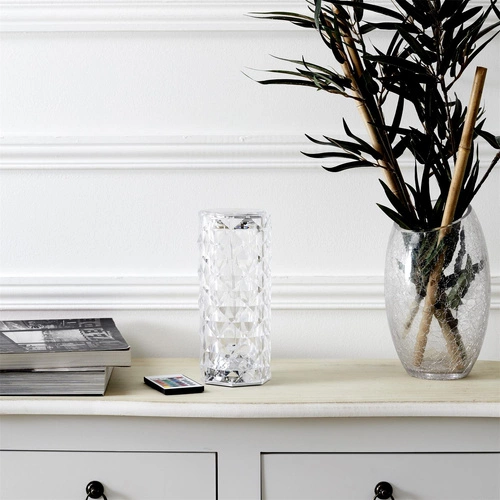 Lampka nocna LED Crystal Intesi glamour z pilotem 12 kolorów do sypialni i salonu 21,5 cm