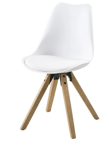 Krzesło do jadalni Dima białe z tworzywa i drewna dąb Actona łatwe w czyszczeniu skandynawskie