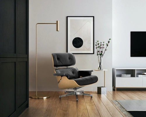Fotel wypoczynkowy VIP Lounge Chair skórzany czarny obrotowy do salonu nowoczesny D2.DESIGN