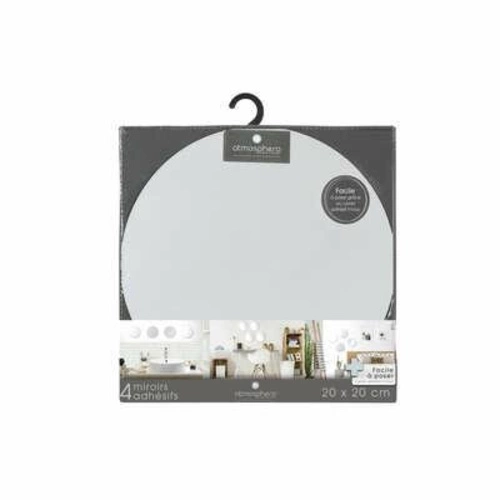 Zestaw 4 luster okrągłych samoprzylepnych 20x20 cm do przedpokoju 5five simply smart