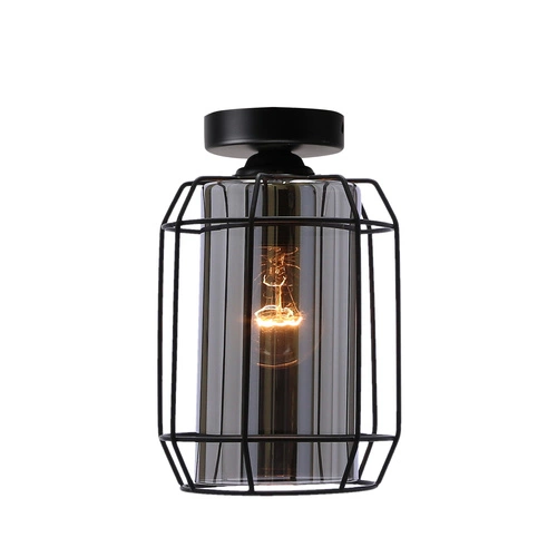 Nowoczesna lampa sufitowa Jonera czarna z dymionym szkłem do salonu i sypialni