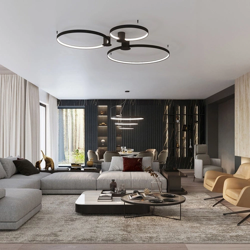 Żyrandol LED RIO 3 czarny industrialny do salonu nowoczesny 110 cm Thoro