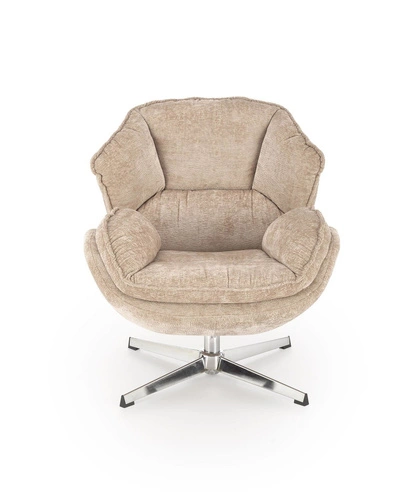 Fotel wypoczynkowy Offred beżowy do salonu nowoczesny z podłokietnikami tkanina Intesi