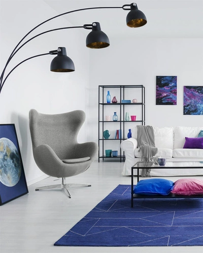 Fotel uszak Jajo szary Easy Clean do salonu i biura nowoczesny obrotowy glamour inspirowany Egg