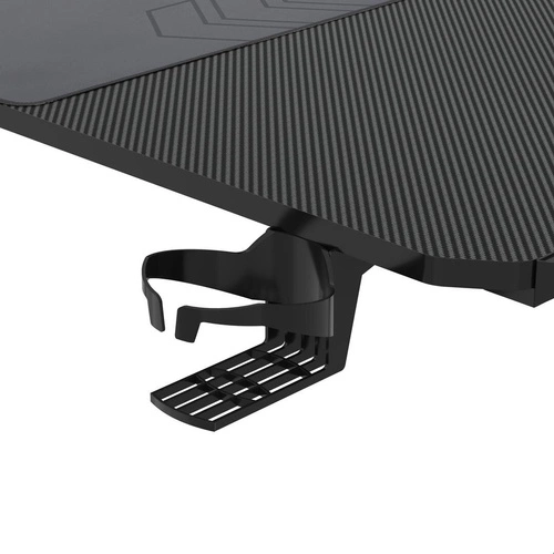 Biurko gamingowe Falcon 1.4 czarne nowoczesne z uchwytem na słuchawki i stojakiem USB Intesi