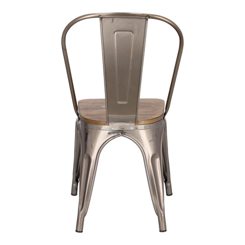 Krzesło Paris Wood D2.DESIGN metalowe z drewnianym siedziskiem do jadalni styl industrialny