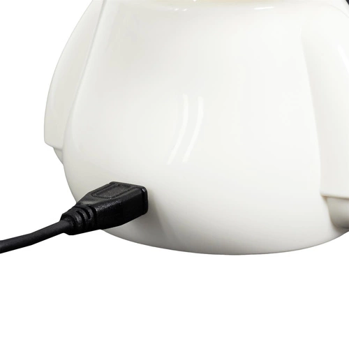 Lampka nocna LED Kot Intesi biała do pokoju dziecięcego z regulacją światła i portem USB