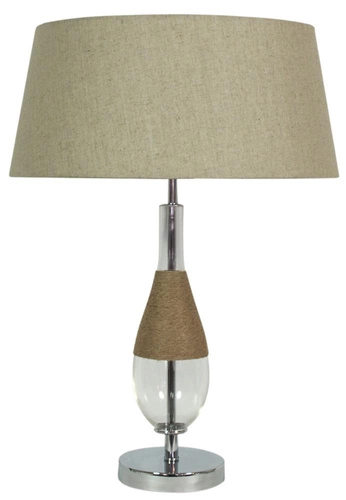 Lampa stołowa Eco 1 beżowa boho z abażurem szklana do sypialni i salonu CANDELLUX 61 cm