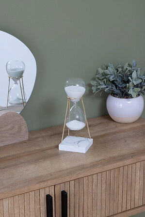 Klepsydra Olen 21cm szkło i marmurowa podstawa żywiczna