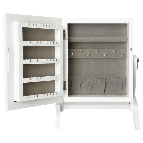 Lustro stojące z organizerem na biżuterię Kristin białe do toaletki i sypialni Atmosphera