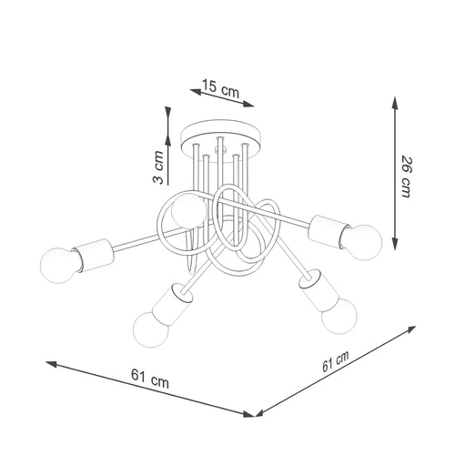 Żyrandol EMBER 5 czarny drewniany nowoczesny do salonu i jadalni SOLLUX LIGHTING