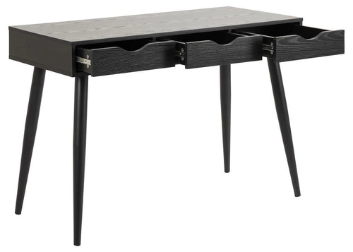 Biurko skandynawskie Scandi czarne z 3 szufladami do pracy 110 cm Intesi