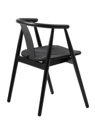 Krzesło do jadalni Relate drewniane dębowe z podłokietnikami czarne