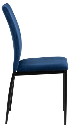 Actona Demina krzesło welurowe granatowe do jadalni na czarnych nogach