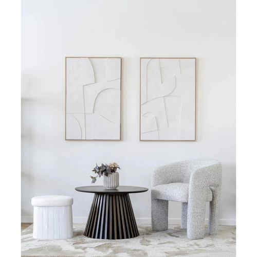 Krzesło do jadalni Monroe Intesi tapicerowane boucle beżowe z podłokietnikami skandynawskie