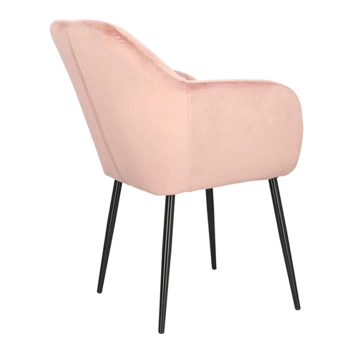 Krzesło do jadalni Emilia tapicerowane welur dusty rose z podłokietnikami glamour Actona