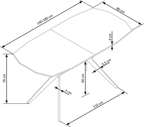 Stół rozkładany do jadalni Stavio dąb złoty czarne nogi nowoczesny industrialny Intesi